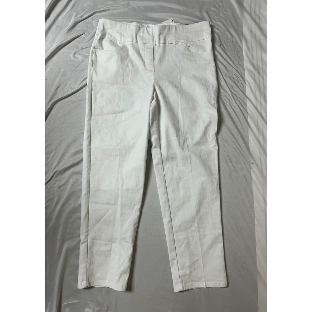 NWT Alfred Dunner Allure Pants Women's 10 WhiteStretch Modern Fit Pull On Slim